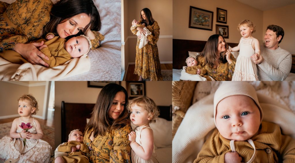 newborn session in home with an older sibling 